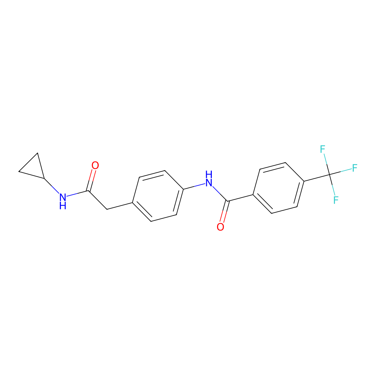 N-{4-[(cyclopropylcarbamoyl)methyl]phenyl}-4-(trifluoromethyl)benzamide molecular structure, CAS 1060262-55-6