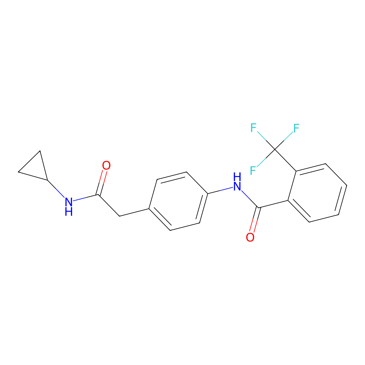 N-{4-[(cyclopropylcarbamoyl)methyl]phenyl}-2-(trifluoromethyl)benzamide molecular structure, CAS 1060262-67-0