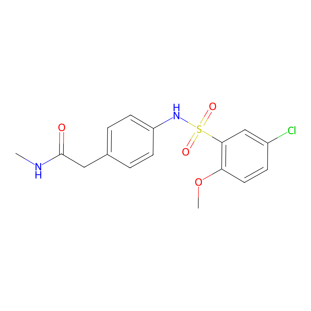 2-[4-(5-chloro-2-methoxybenzenesulfonamido)phenyl]-N-methylacetamide molecular structure, CAS 1060262-84-1