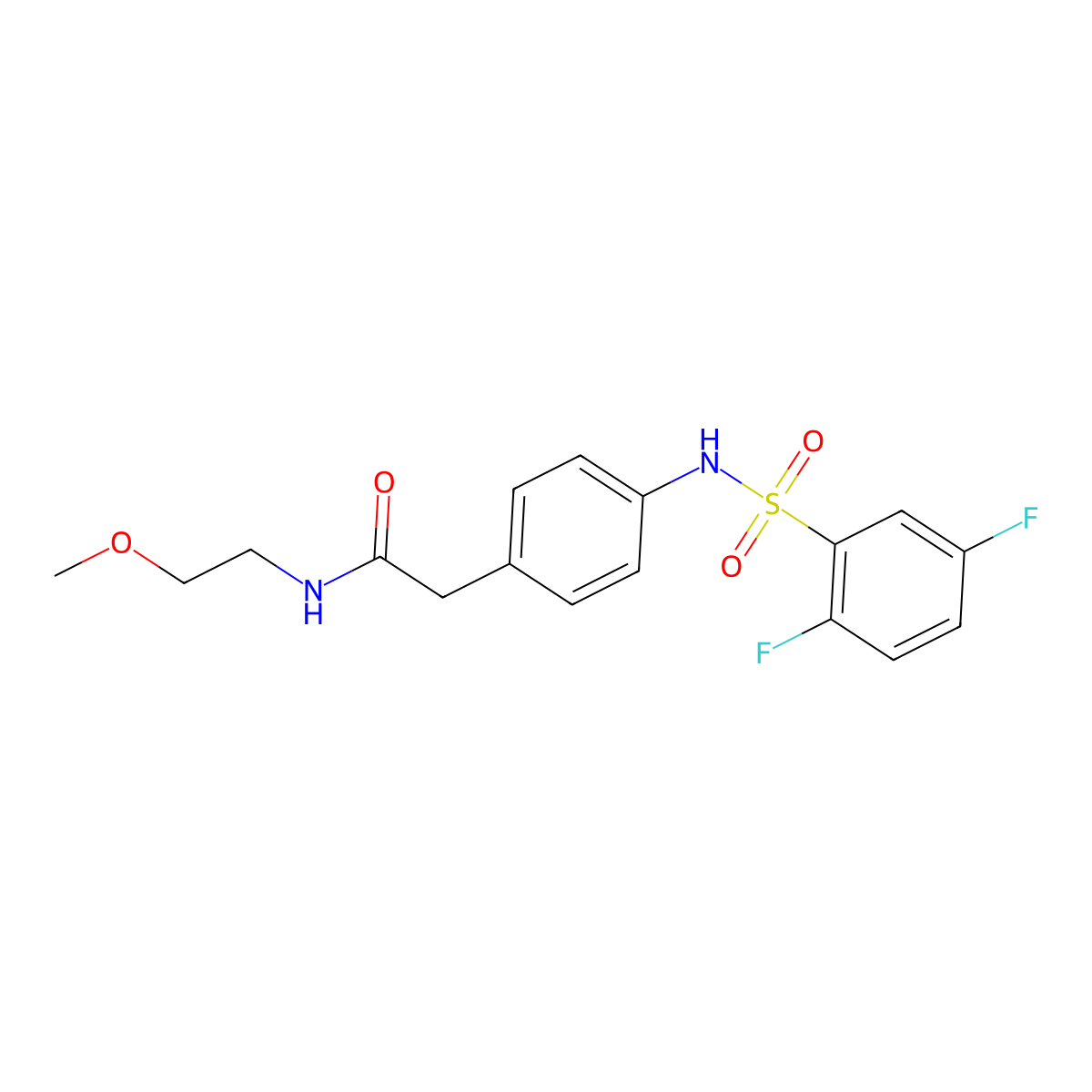 2-[4-(2,5-difluorobenzenesulfonamido)phenyl]-N-(2-methoxyethyl)acetamide molecular structure, CAS 1060263-32-2