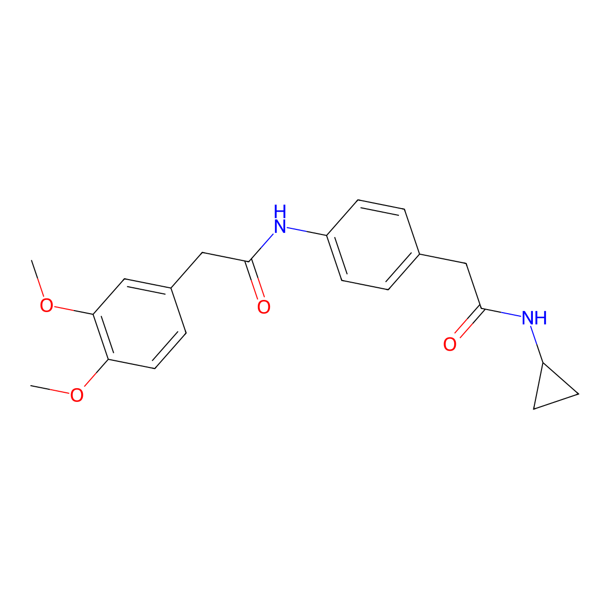 N-cyclopropyl-2-{4-[2-(3,4-dimethoxyphenyl)acetamido]phenyl}acetamide molecular structure, CAS 1060263-39-9
