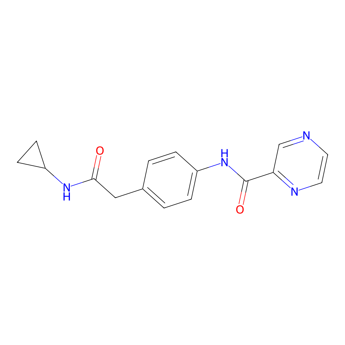 N-{4-[(cyclopropylcarbamoyl)methyl]phenyl}pyrazine-2-carboxamide molecular structure, CAS 1060263-51-5