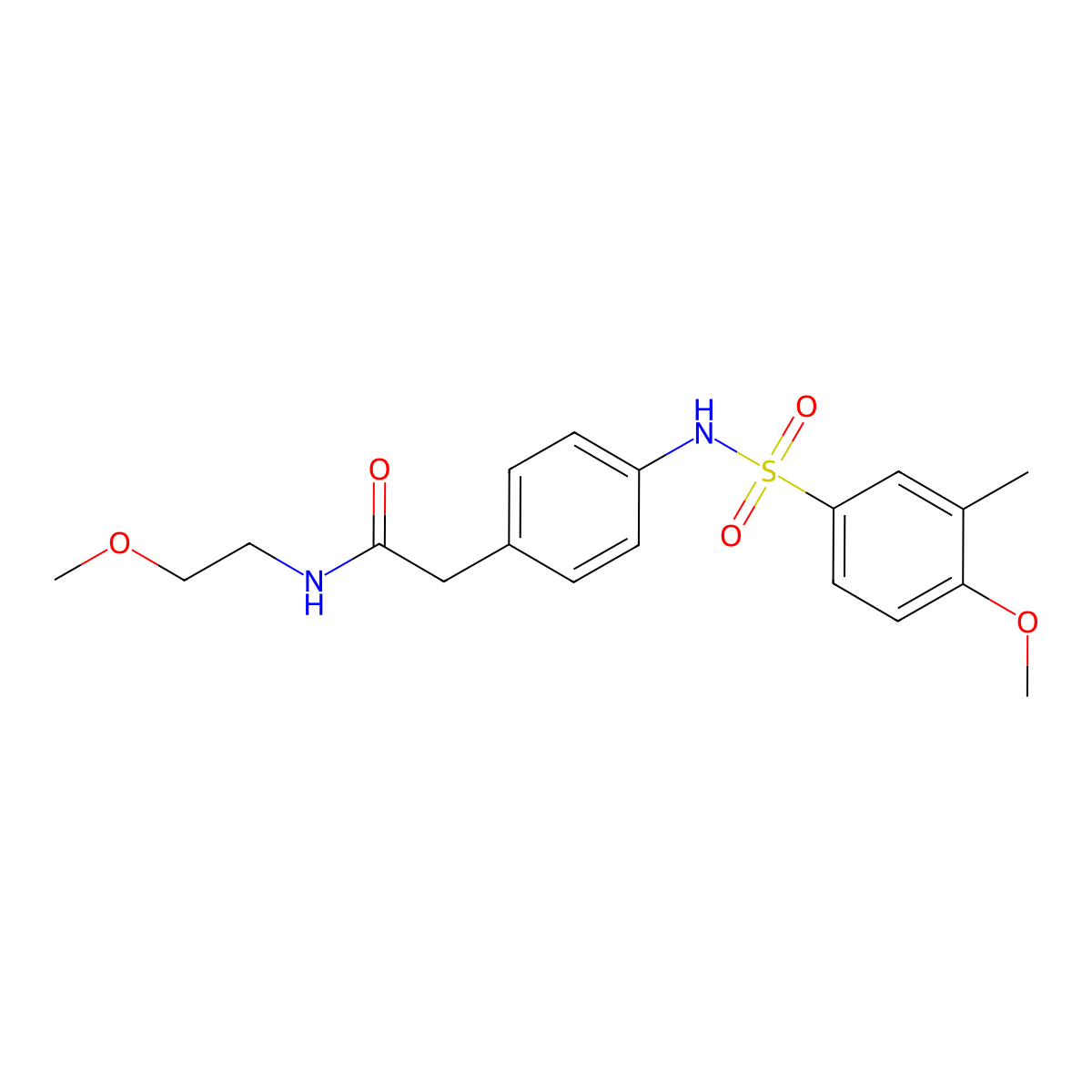 2-[4-(4-methoxy-3-methylbenzenesulfonamido)phenyl]-N-(2-methoxyethyl)acetamide molecular structure, CAS 1060263-62-8