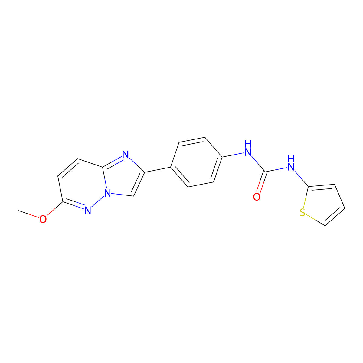1-(4-{6-Methoxyimidazo[1,2-b]pyridazin-2-yl}phenyl)-3-(thiophen-2-yl)urea molecular structure, CAS 1060264-93-8