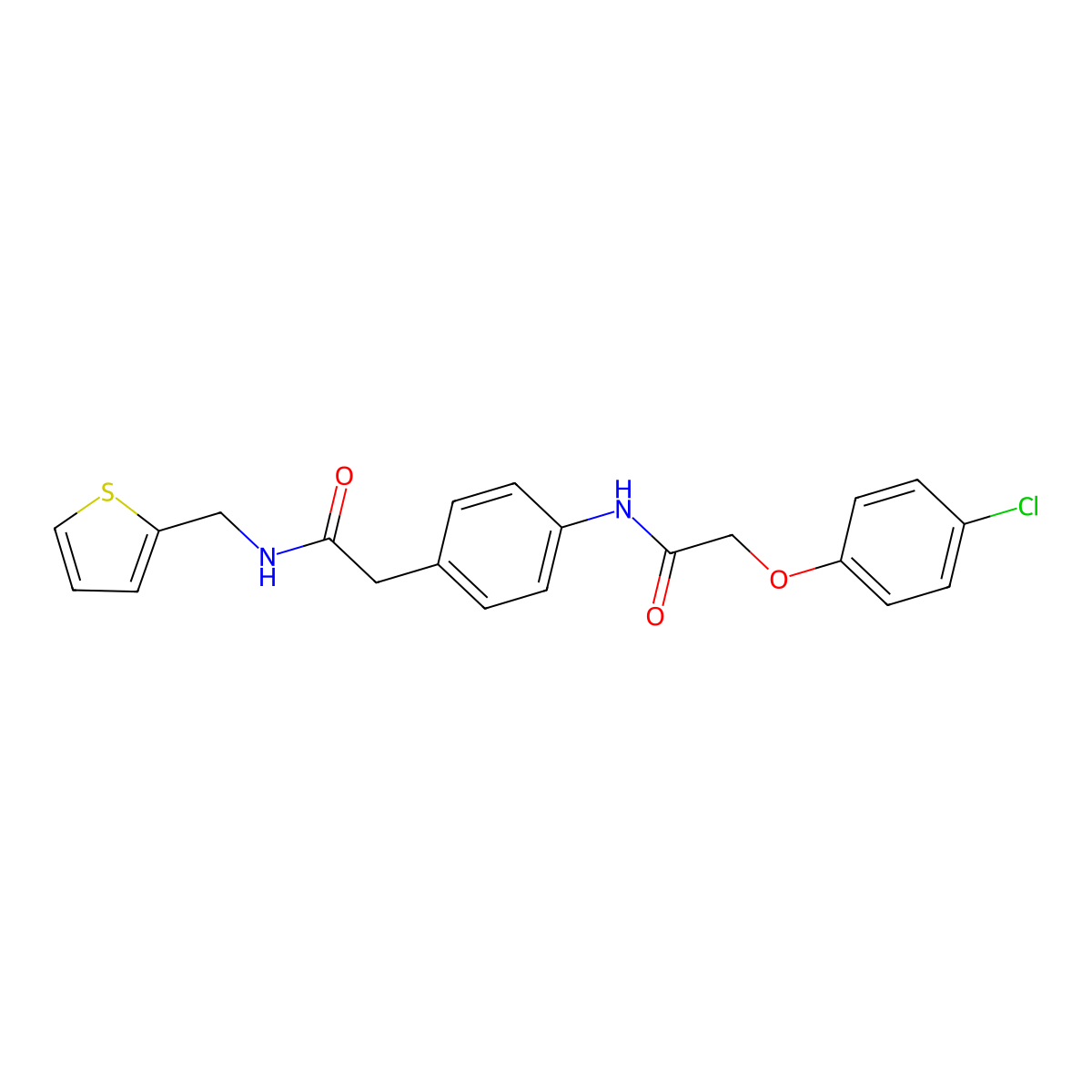 2-(4-chlorophenoxy)-N-[4-({[(thiophen-2-yl)methyl]carbamoyl}methyl)phenyl]acetamide molecular structure, CAS 1060267-62-0