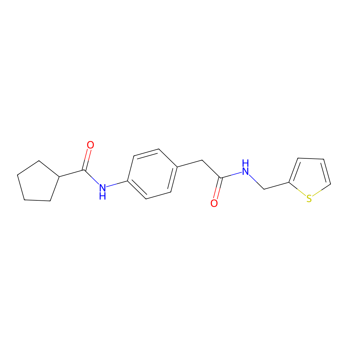 N-[4-({[(thiophen-2-yl)methyl]carbamoyl}methyl)phenyl]cyclopentanecarboxamide molecular structure, CAS 1060268-04-3