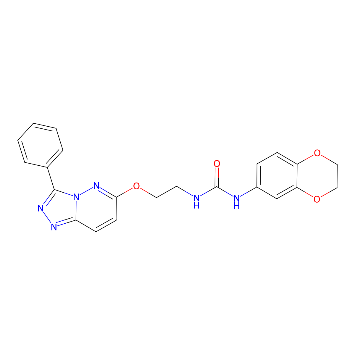 1-(2,3-Dihydrobenzo[b][1,4]dioxin-6-yl)-3-(2-((3-phenyl-[1,2,4]triazolo[4,3-b]pyridazin-6-yl)oxy)ethyl)urea molecular structure, CAS 1060268-57-6