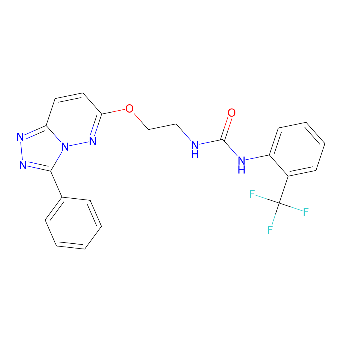 3-[2-({3-Phenyl-[1,2,4]triazolo[4,3-b]pyridazin-6-yl}oxy)ethyl]-1-[2-(trifluoromethyl)phenyl]urea molecular structure, CAS 1060268-75-8