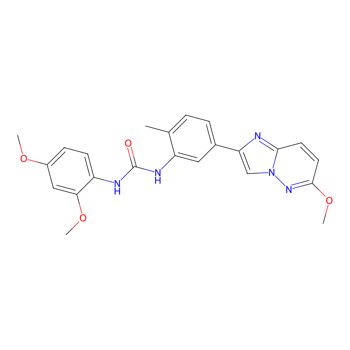 1-(2,4-Dimethoxyphenyl)-3-(5-(6-methoxyimidazo[1,2-b]pyridazin-2-yl)-2-methylphenyl)urea molecular structure, CAS 1060269-43-3