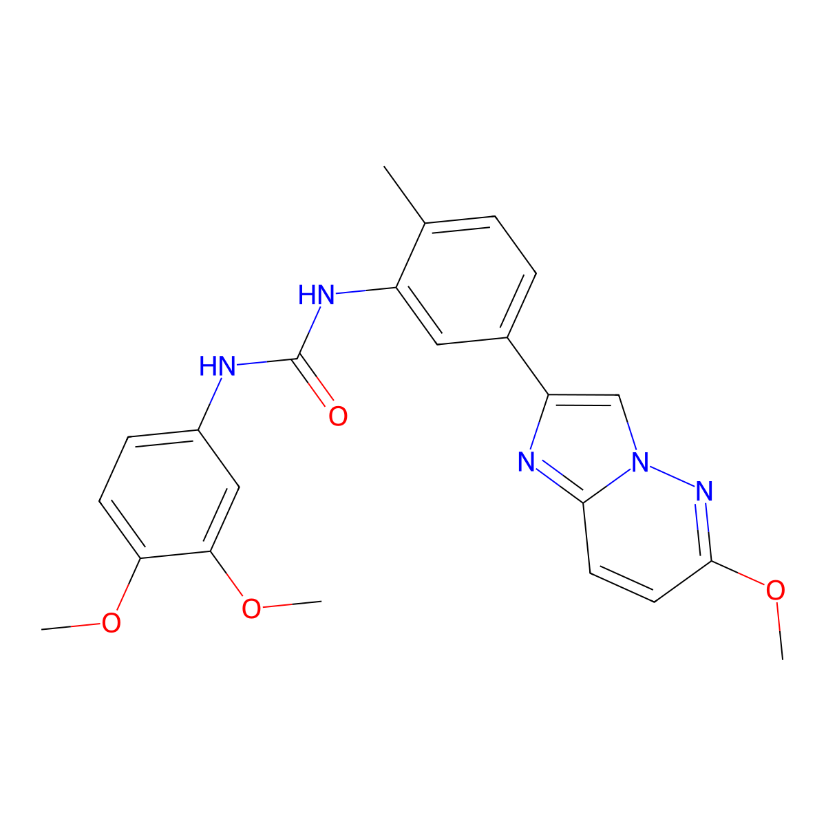 1-(3,4-Dimethoxyphenyl)-3-(5-{6-methoxyimidazo[1,2-b]pyridazin-2-yl}-2-methylphenyl)urea molecular structure, CAS 1060269-49-9