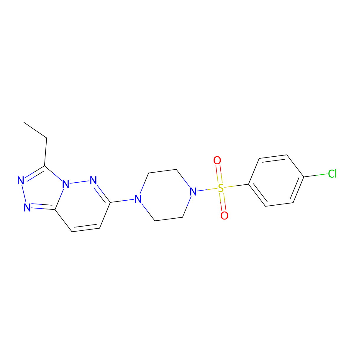 1-(4-Chlorobenzenesulfonyl)-4-{3-ethyl-[1,2,4]triazolo[4,3-b]pyridazin-6-yl}piperazine molecular structure, CAS 1060279-28-8