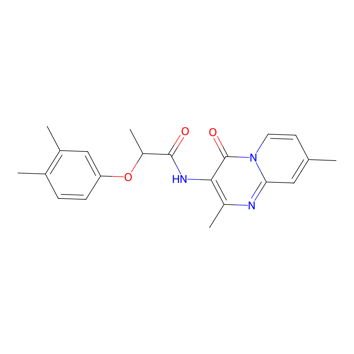 N-(2,8-dimethyl-4-oxo-4H-pyrido[1,2-a]pyrimidin-3-yl)-2-(3,4-dimethylphenoxy)propanamide molecular structure, CAS 1060281-00-6