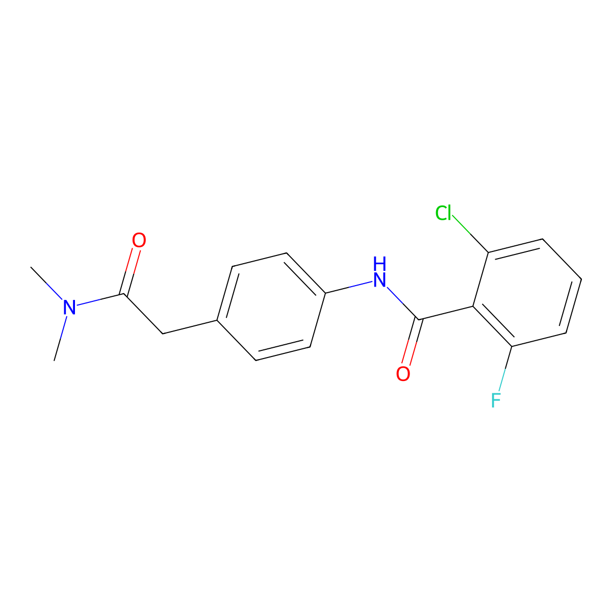 2-chloro-N-{4-[(dimethylcarbamoyl)methyl]phenyl}-6-fluorobenzamide molecular structure, CAS 1060281-53-9