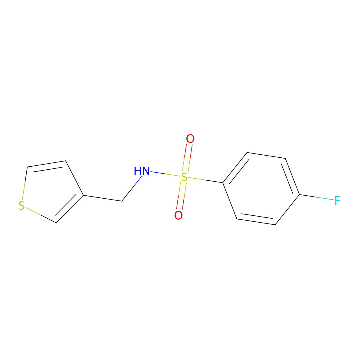 4-fluoro-N-(thiophen-3-ylmethyl)benzenesulfonamide molecular structure, CAS 1060282-18-9