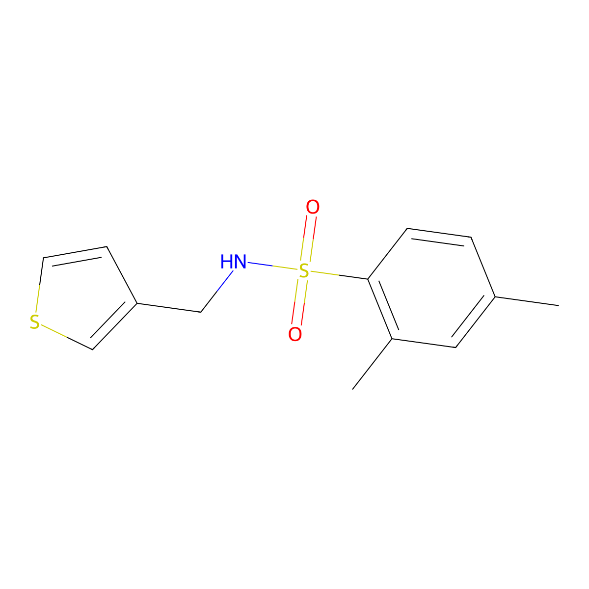 2,4-dimethyl-N-(thiophen-3-ylmethyl)benzenesulfonamide molecular structure, CAS 1060282-38-3