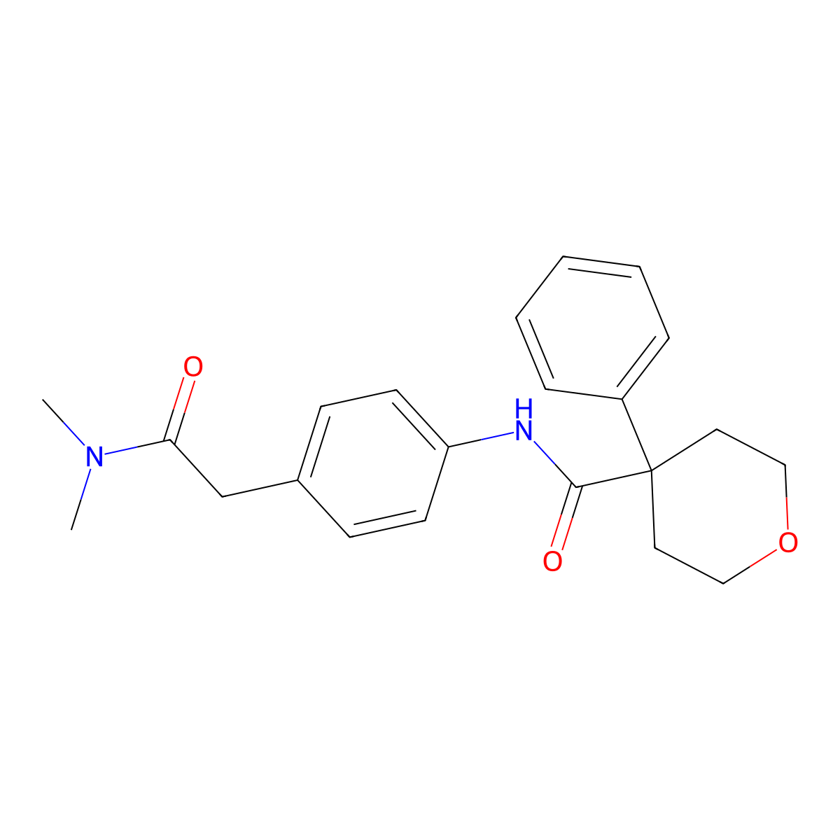 N-{4-[(dimethylcarbamoyl)methyl]phenyl}-4-phenyloxane-4-carboxamide molecular structure, CAS 1060282-44-1