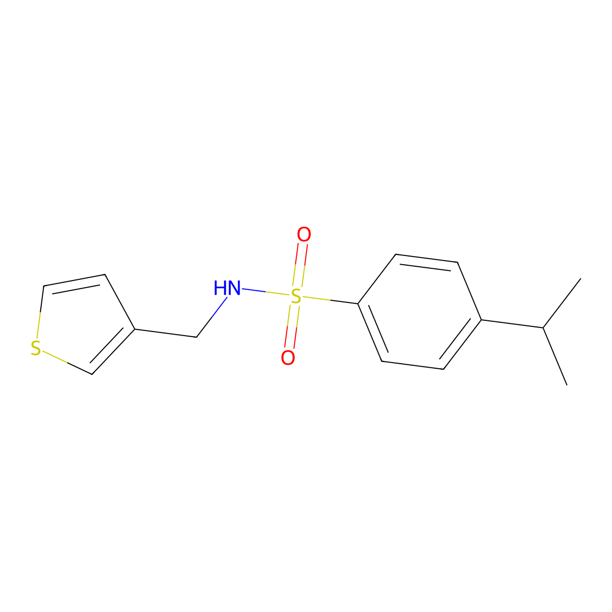 4-(propan-2-yl)-N-[(thiophen-3-yl)methyl]benzene-1-sulfonamide molecular structure, CAS 1060282-63-4