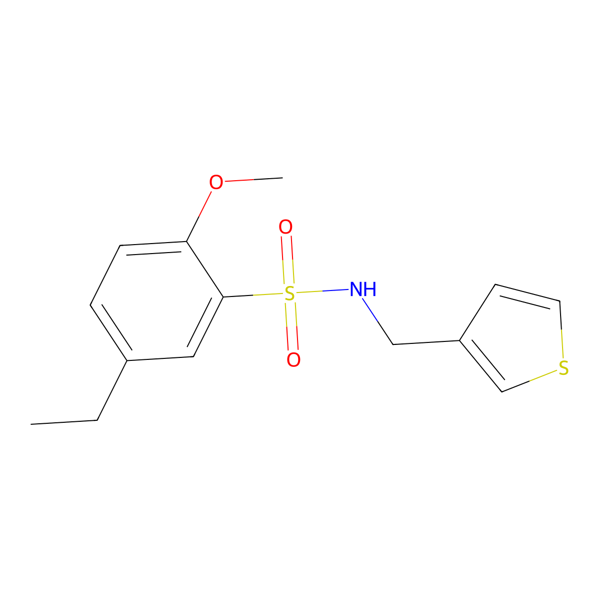 5-ethyl-2-methoxy-N-(thiophen-3-ylmethyl)benzenesulfonamide molecular structure, CAS 1060282-92-9