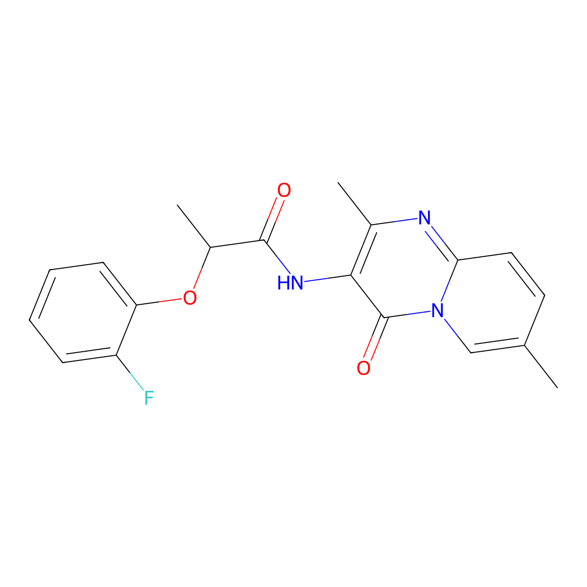 N-(2,7-dimethyl-4-oxo-4H-pyrido[1,2-a]pyrimidin-3-yl)-2-(2-fluorophenoxy)propanamide molecular structure, CAS 1060283-31-9