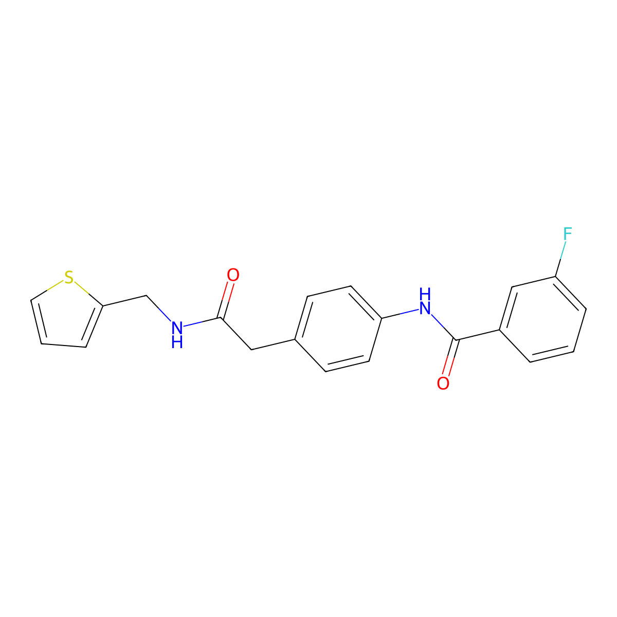 3-fluoro-N-[4-({[(thiophen-2-yl)methyl]carbamoyl}methyl)phenyl]benzamide molecular structure, CAS 1060284-02-7