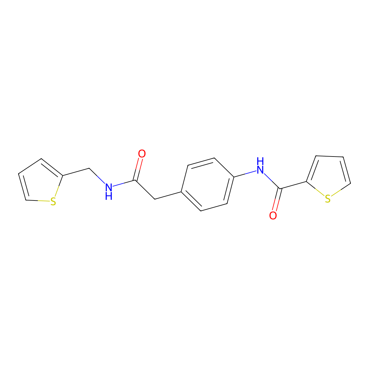 N-[4-({[(thiophen-2-yl)methyl]carbamoyl}methyl)phenyl]thiophene-2-carboxamide molecular structure, CAS 1060284-12-9