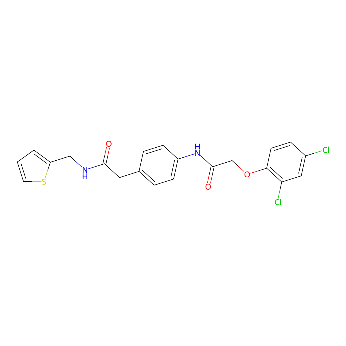 2-(2,4-dichlorophenoxy)-N-[4-({[(thiophen-2-yl)methyl]carbamoyl}methyl)phenyl]acetamide molecular structure, CAS 1060284-62-9