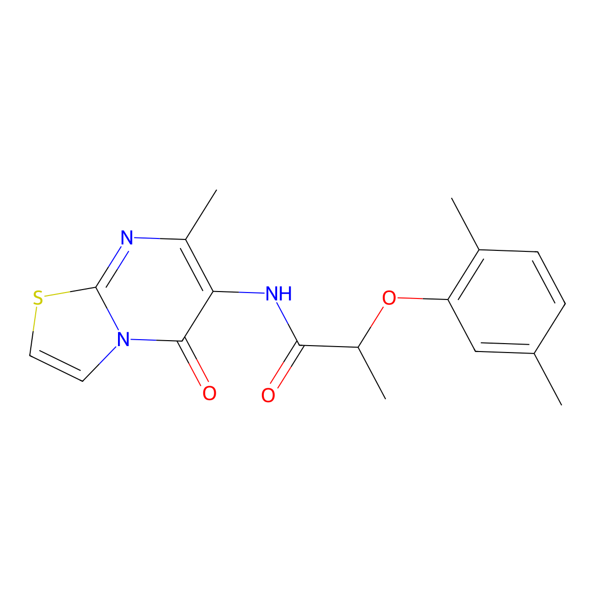 2-(2,5-dimethylphenoxy)-N-(7-methyl-5-oxo-5H-thiazolo[3,2-a]pyrimidin-6-yl)propanamide molecular structure, CAS 1060284-91-4