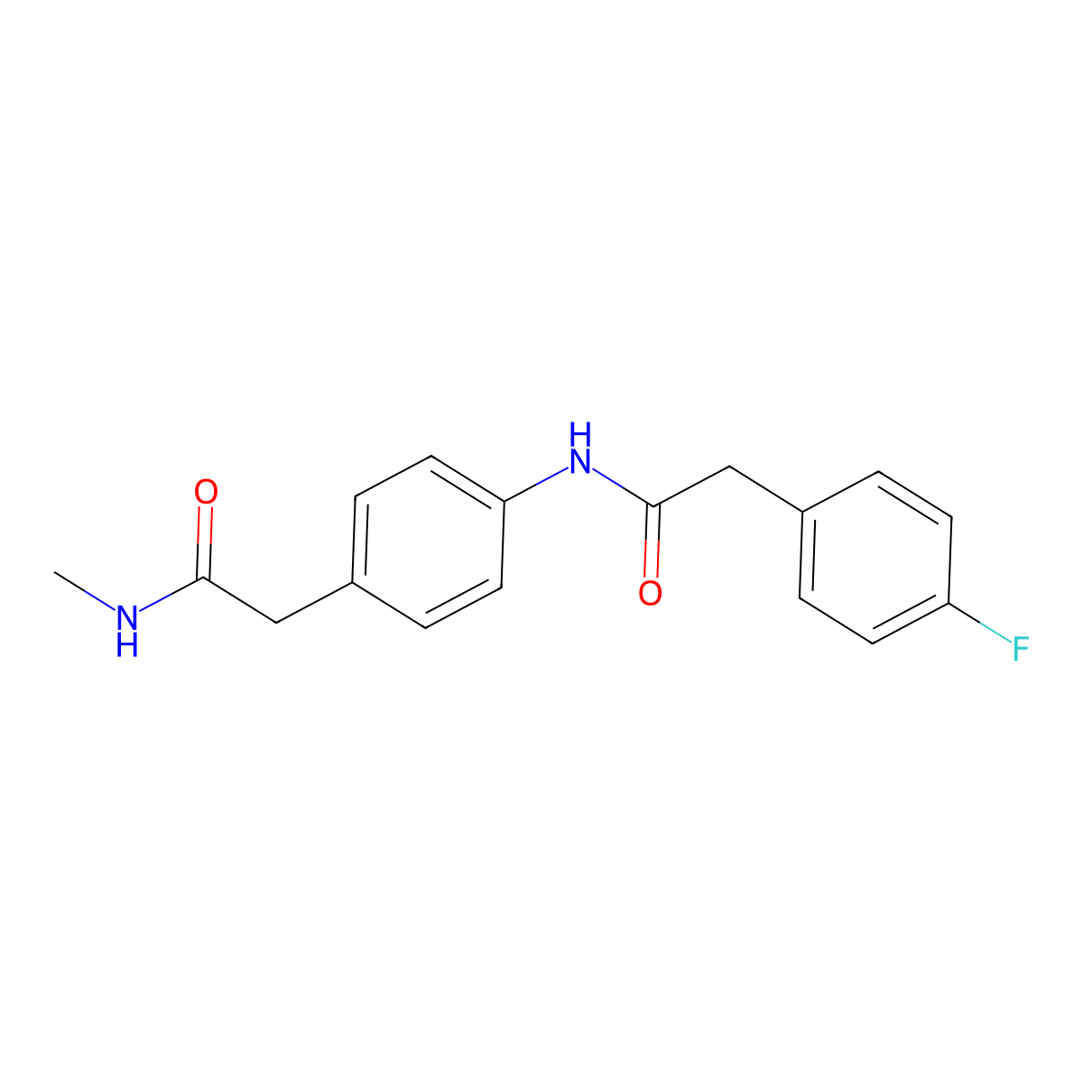 2-{4-[2-(4-fluorophenyl)acetamido]phenyl}-N-methylacetamide molecular structure, CAS 1060285-54-2