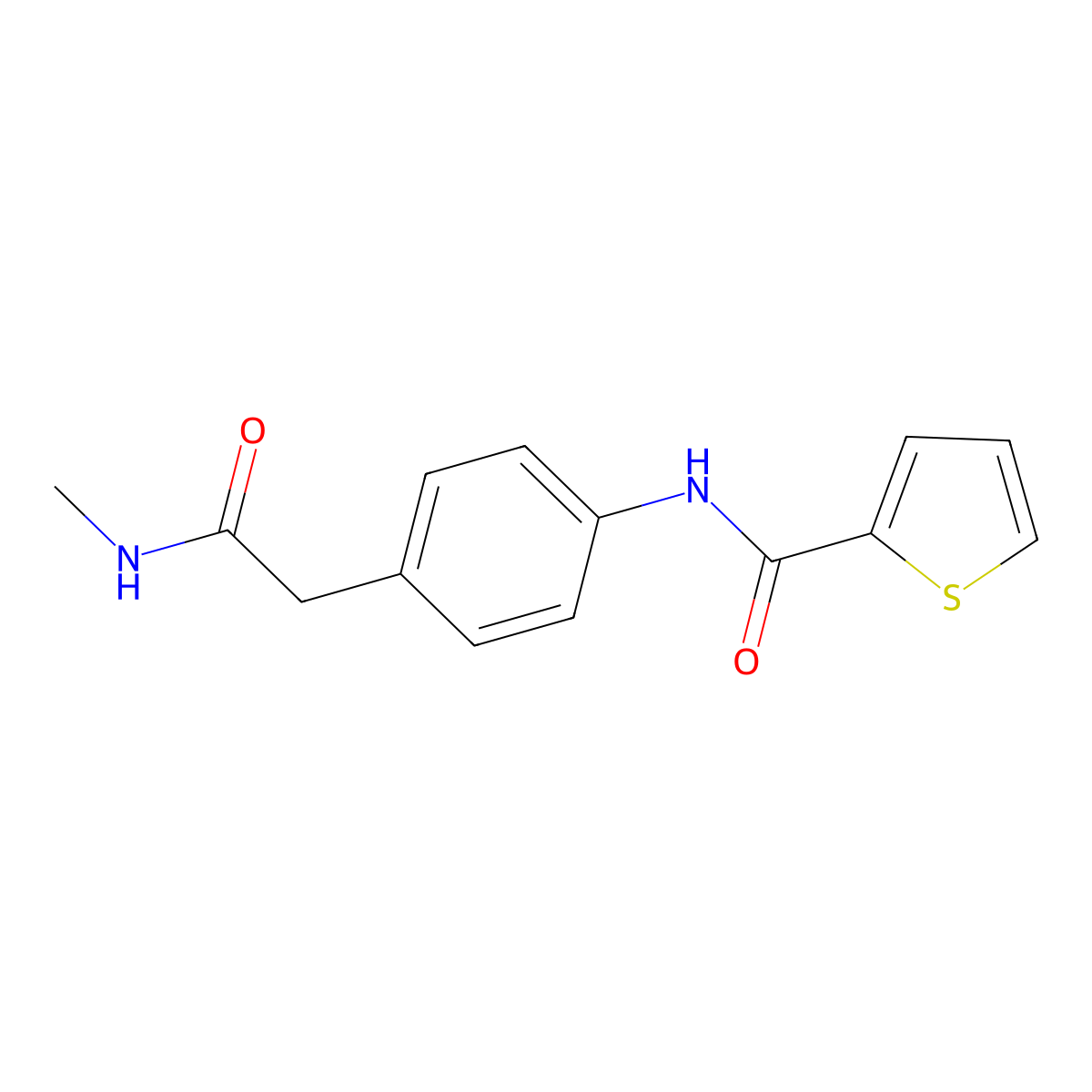 N-(4-(2-(methylamino)-2-oxoethyl)phenyl)thiophene-2-carboxamide molecular structure, CAS 1060285-72-4