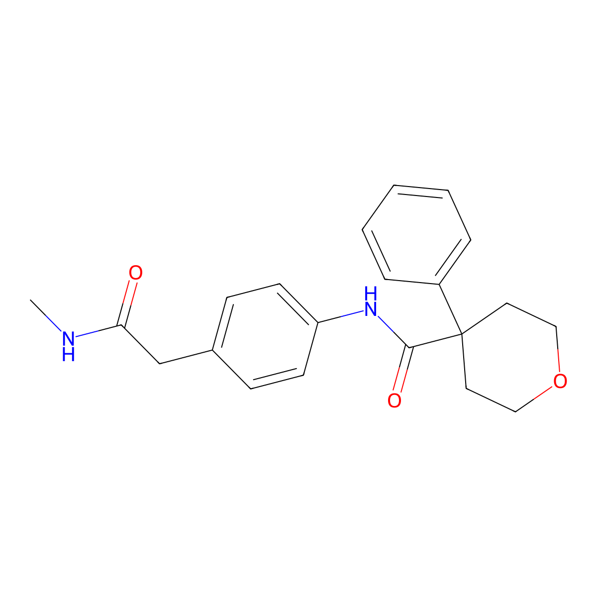 N-{4-[(methylcarbamoyl)methyl]phenyl}-4-phenyloxane-4-carboxamide molecular structure, CAS 1060286-47-6