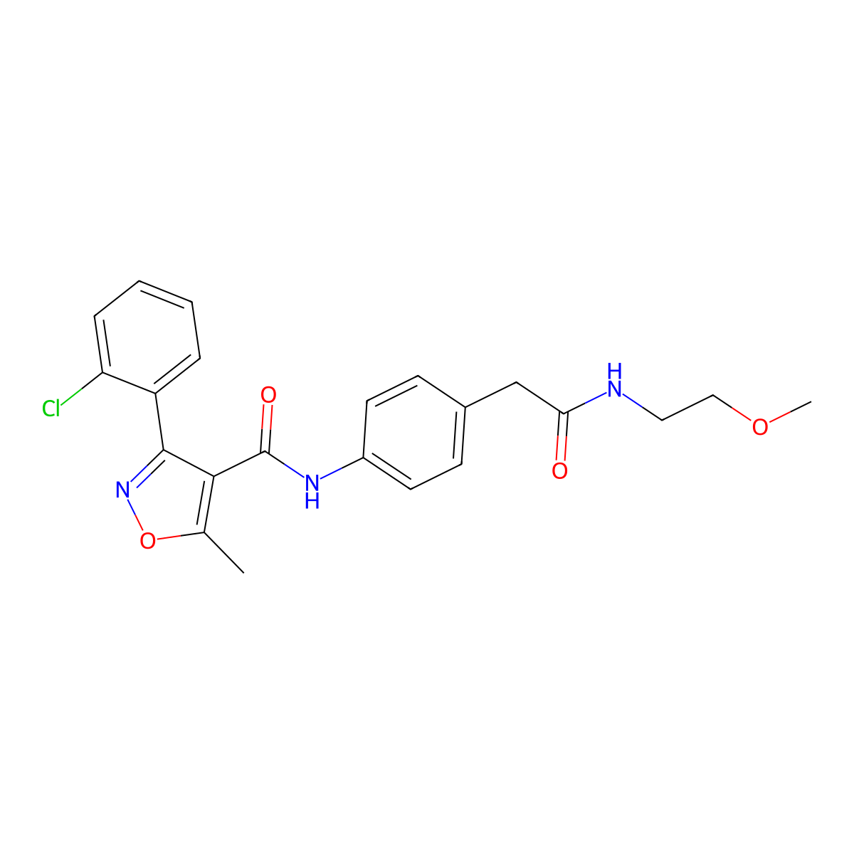 3-(2-chlorophenyl)-N-(4-{[(2-methoxyethyl)carbamoyl]methyl}phenyl)-5-methyl-1,2-oxazole-4-carboxamide molecular structure, CAS 1060286-92-1