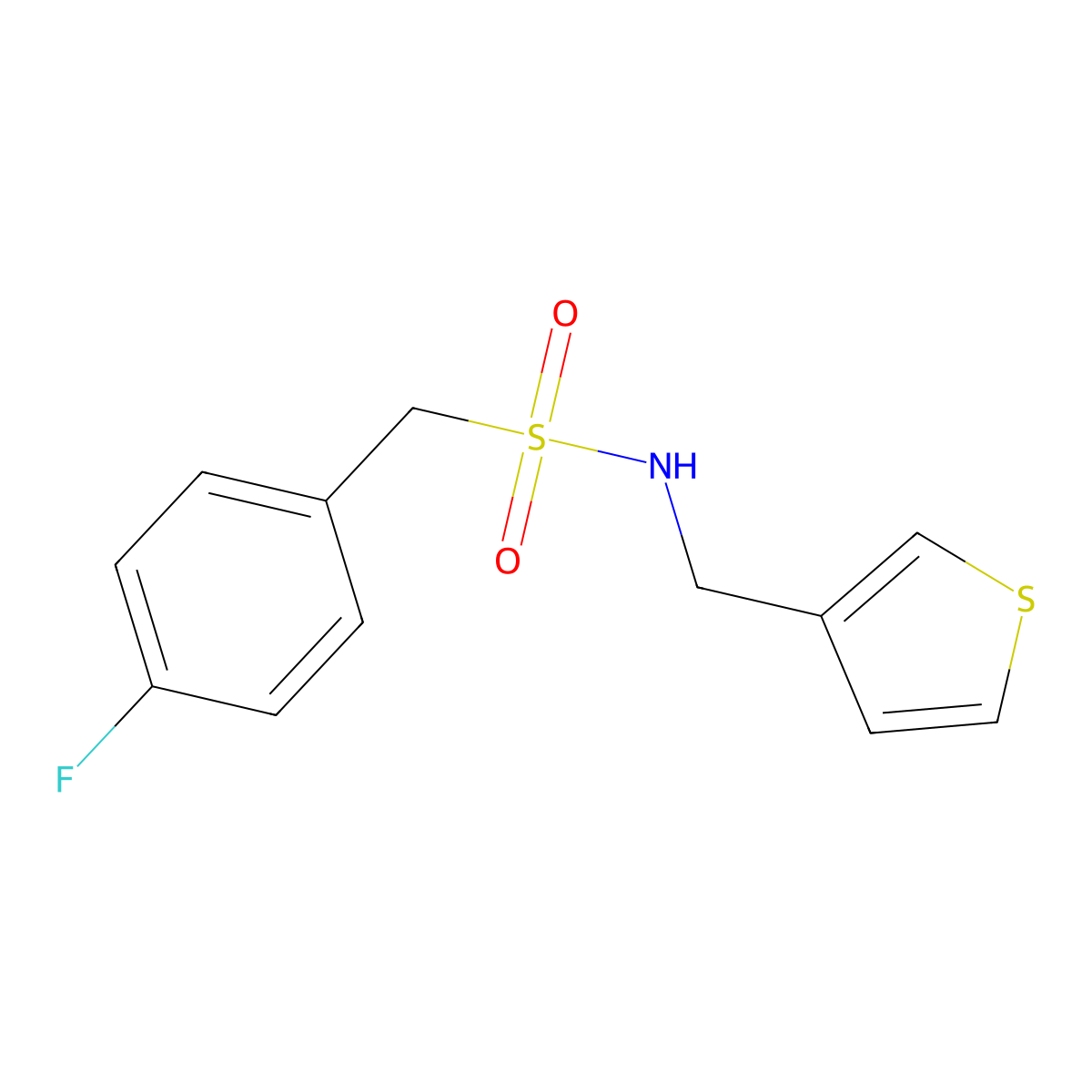 1-(4-fluorophenyl)-N-(thiophen-3-ylmethyl)methanesulfonamide molecular structure, CAS 1060292-26-3