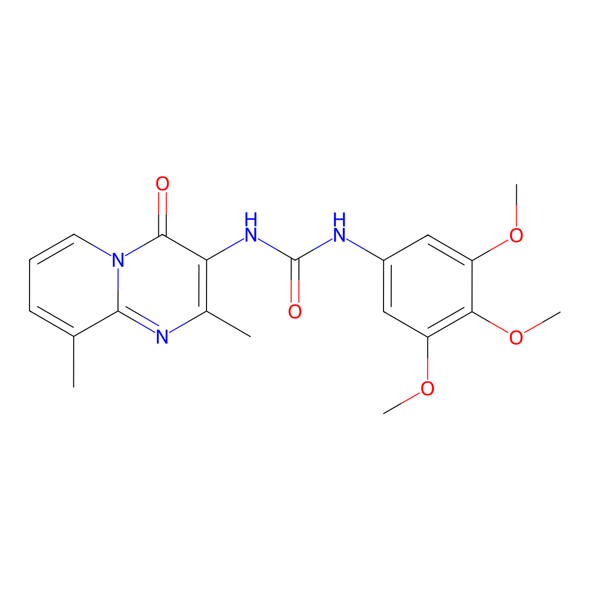 1-(2,9-dimethyl-4-oxo-4H-pyrido[1,2-a]pyrimidin-3-yl)-3-(3,4,5-trimethoxyphenyl)urea molecular structure, CAS 1060292-88-7