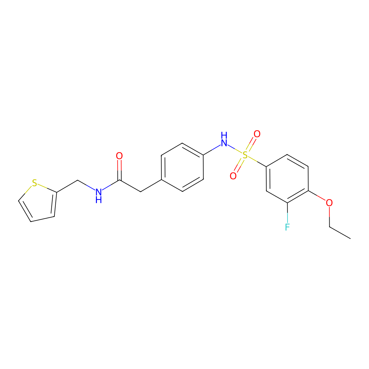 2-[4-(4-ethoxy-3-fluorobenzenesulfonamido)phenyl]-N-[(thiophen-2-yl)methyl]acetamide molecular structure, CAS 1060293-01-7