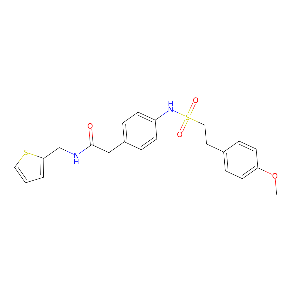 2-{4-[2-(4-methoxyphenyl)ethanesulfonamido]phenyl}-N-[(thiophen-2-yl)methyl]acetamide molecular structure, CAS 1060293-21-1