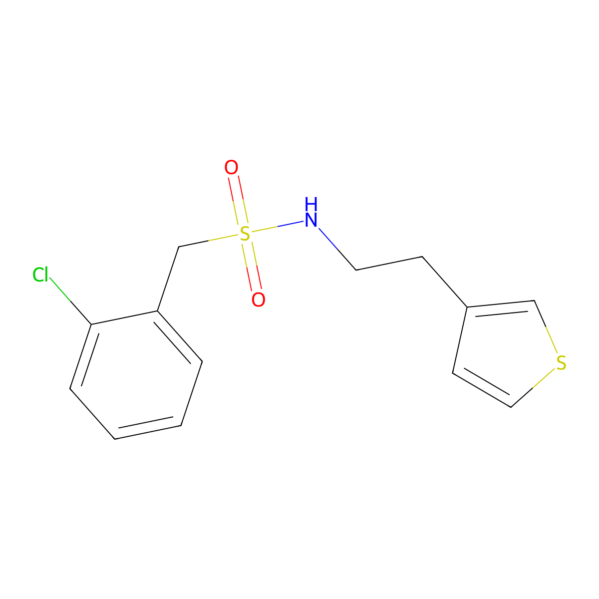 1-(2-chlorophenyl)-N-[2-(thiophen-3-yl)ethyl]methanesulfonamide molecular structure, CAS 1060293-30-2