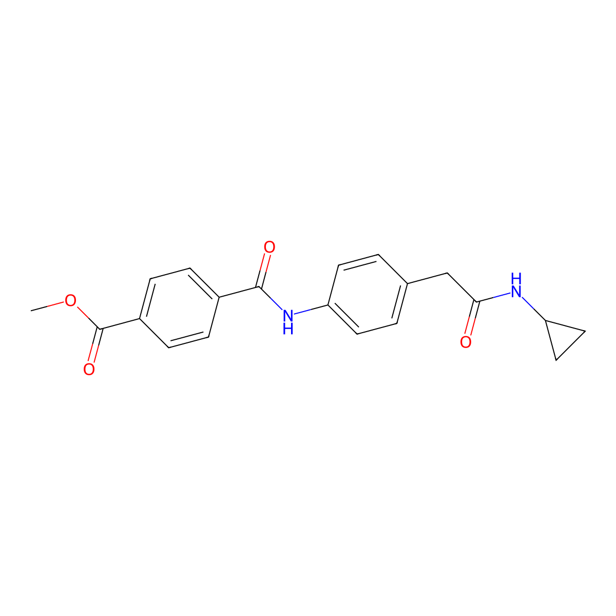 Methyl 4-({4-[(cyclopropylcarbamoyl)methyl]phenyl}carbamoyl)benzoate molecular structure, CAS 1060294-08-7