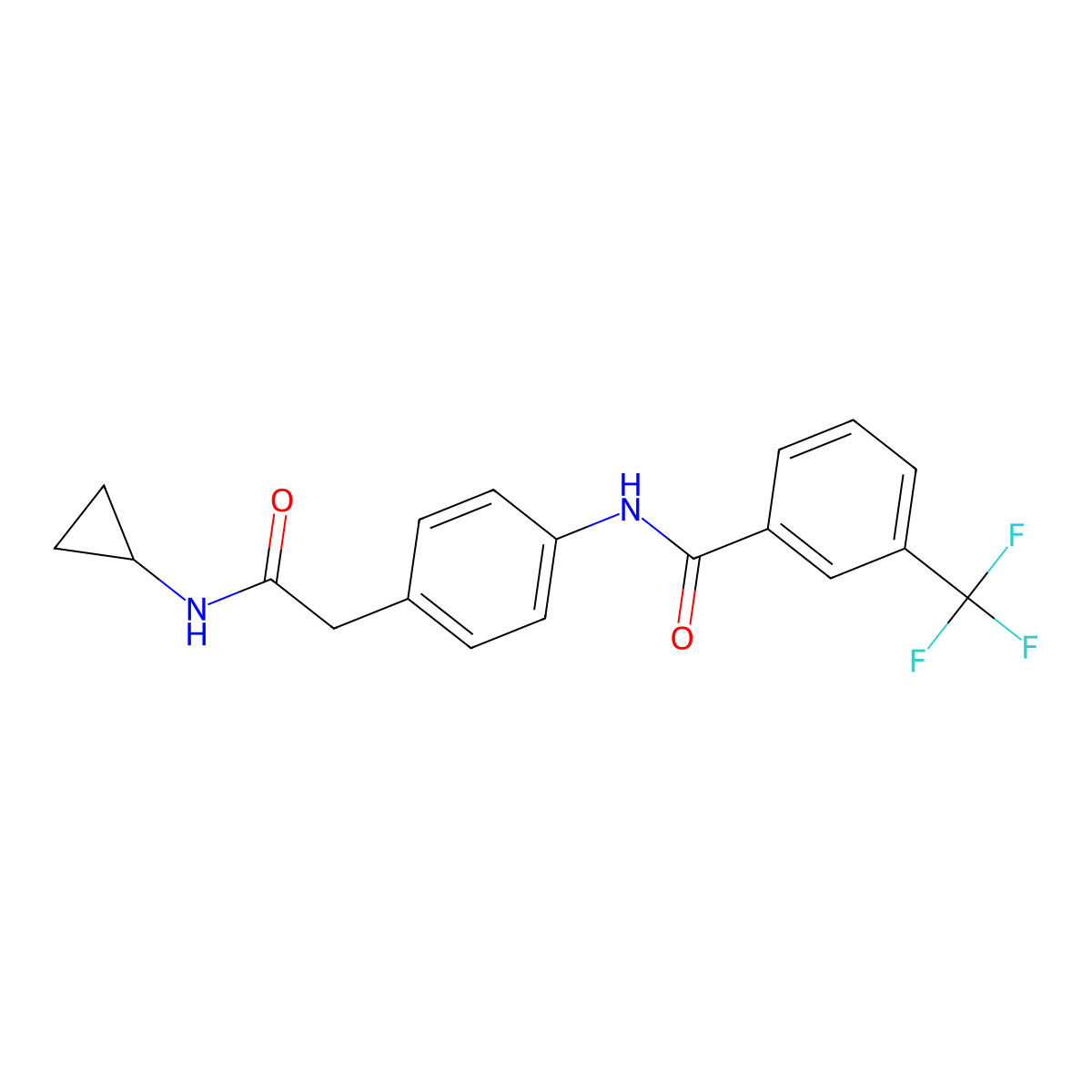 N-{4-[(cyclopropylcarbamoyl)methyl]phenyl}-3-(trifluoromethyl)benzamide molecular structure, CAS 1060294-26-9