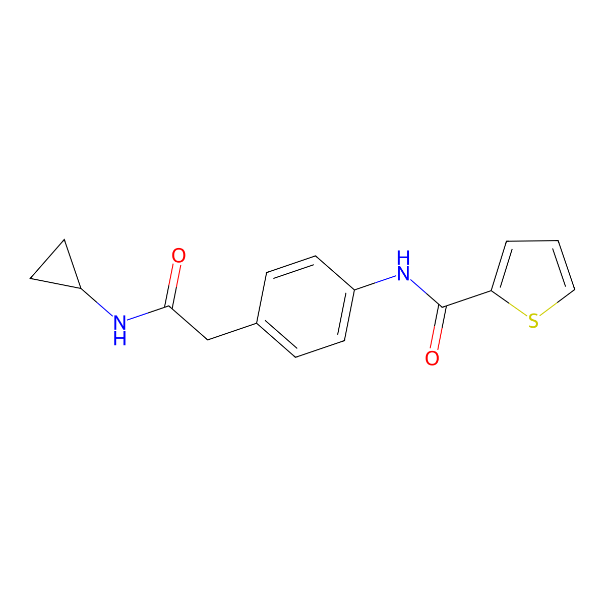 N-{4-[(cyclopropylcarbamoyl)methyl]phenyl}thiophene-2-carboxamide molecular structure, CAS 1060294-67-8