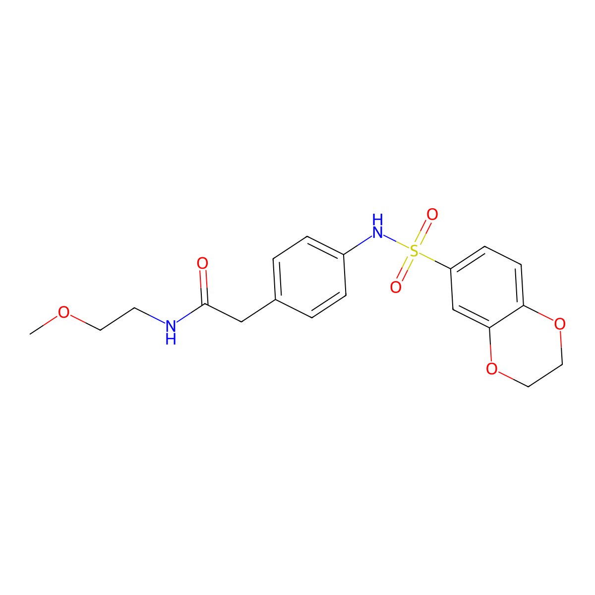 2-[4-(2,3-dihydro-1,4-benzodioxine-6-sulfonamido)phenyl]-N-(2-methoxyethyl)acetamide molecular structure, CAS 1060294-93-0