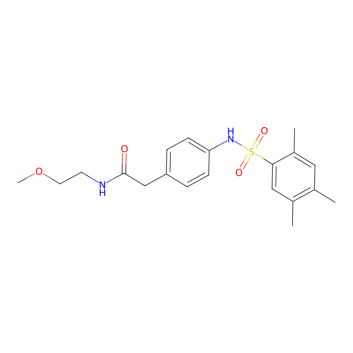 N-(2-methoxyethyl)-2-[4-(2,4,5-trimethylbenzenesulfonamido)phenyl]acetamide molecular structure, CAS 1060294-99-6