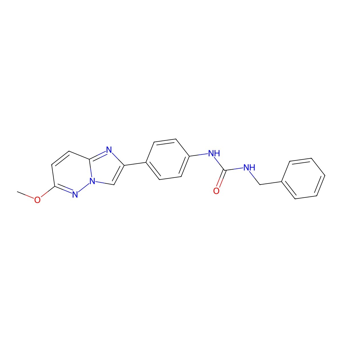 1-Benzyl-3-(4-{6-methoxyimidazo[1,2-b]pyridazin-2-yl}phenyl)urea molecular structure, CAS 1060296-49-2