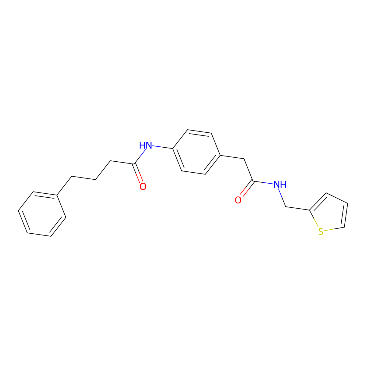 4-phenyl-N-[4-({[(thiophen-2-yl)methyl]carbamoyl}methyl)phenyl]butanamide molecular structure, CAS 1060299-10-6