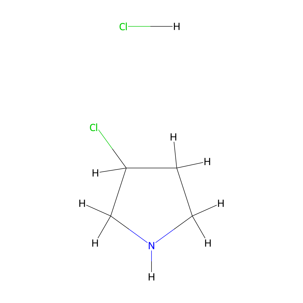 3-Chloropyrrolidine hydrochloride molecular structure, CAS 10603-47-1