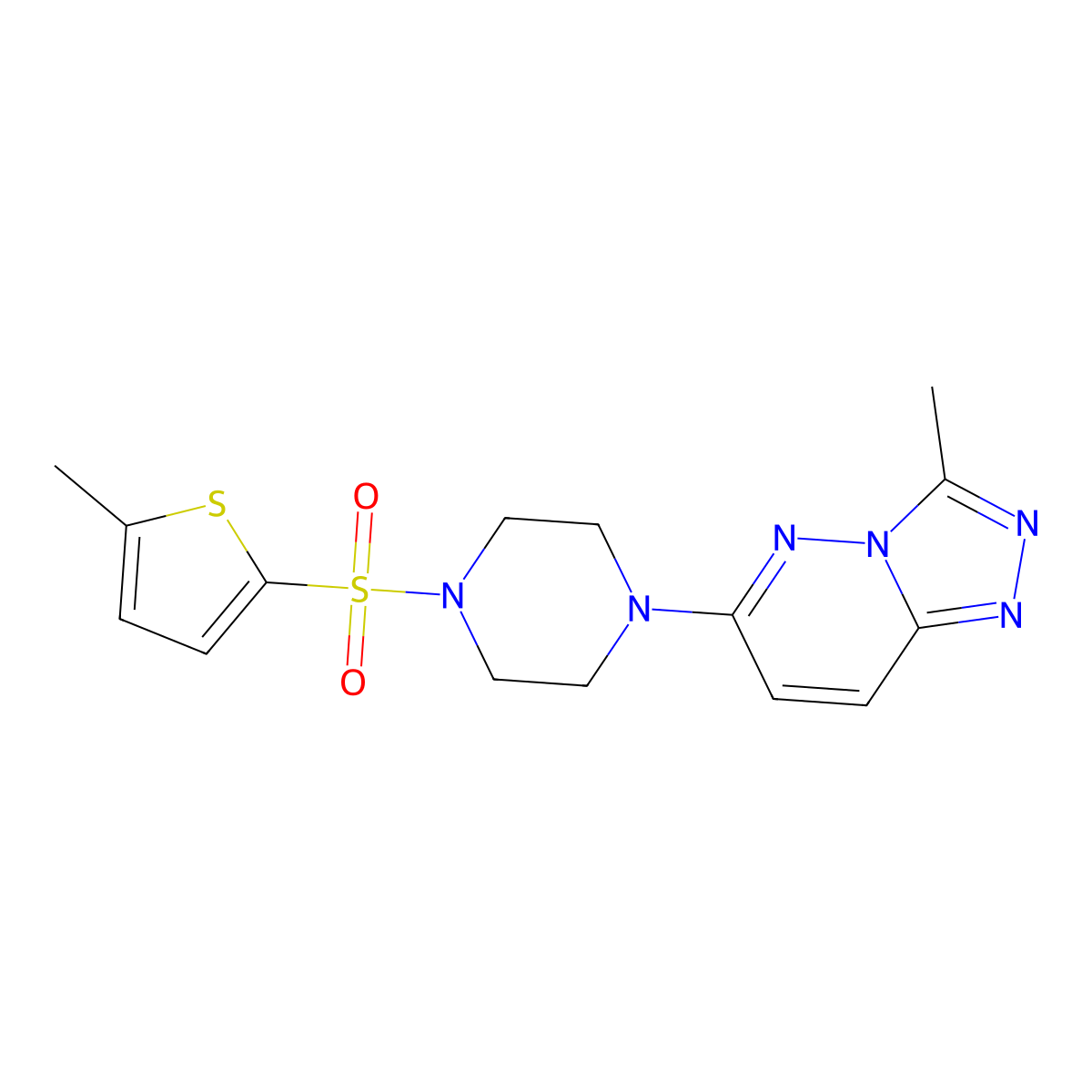 1-{3-Methyl-[1,2,4]triazolo[4,3-b]pyridazin-6-yl}-4-[(5-methylthiophen-2-yl)sulfonyl]piperazine molecular structure, CAS 1060306-24-2