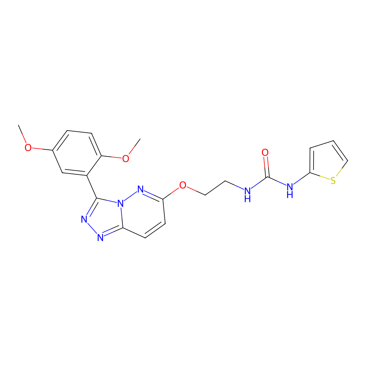 1-(2-((3-(2,5-Dimethoxyphenyl)-[1,2,4]triazolo[4,3-b]pyridazin-6-yl)oxy)ethyl)-3-(thiophen-2-yl)urea molecular structure, CAS 1060306-57-1
