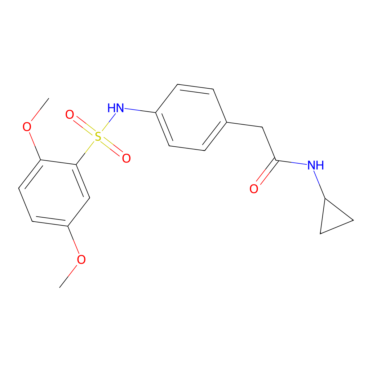 N-cyclopropyl-2-[4-(2,5-dimethoxybenzenesulfonamido)phenyl]acetamide molecular structure, CAS 1060306-88-8