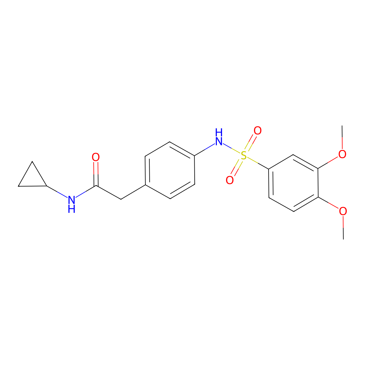 N-cyclopropyl-2-[4-(3,4-dimethoxybenzenesulfonamido)phenyl]acetamide molecular structure, CAS 1060306-95-7