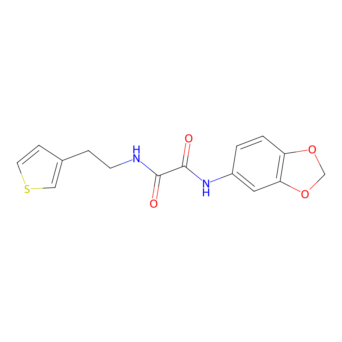 N-(2H-1,3-benzodioxol-5-yl)-N'-[2-(thiophen-3-yl)ethyl]ethanediamide molecular structure, CAS 1060307-10-9