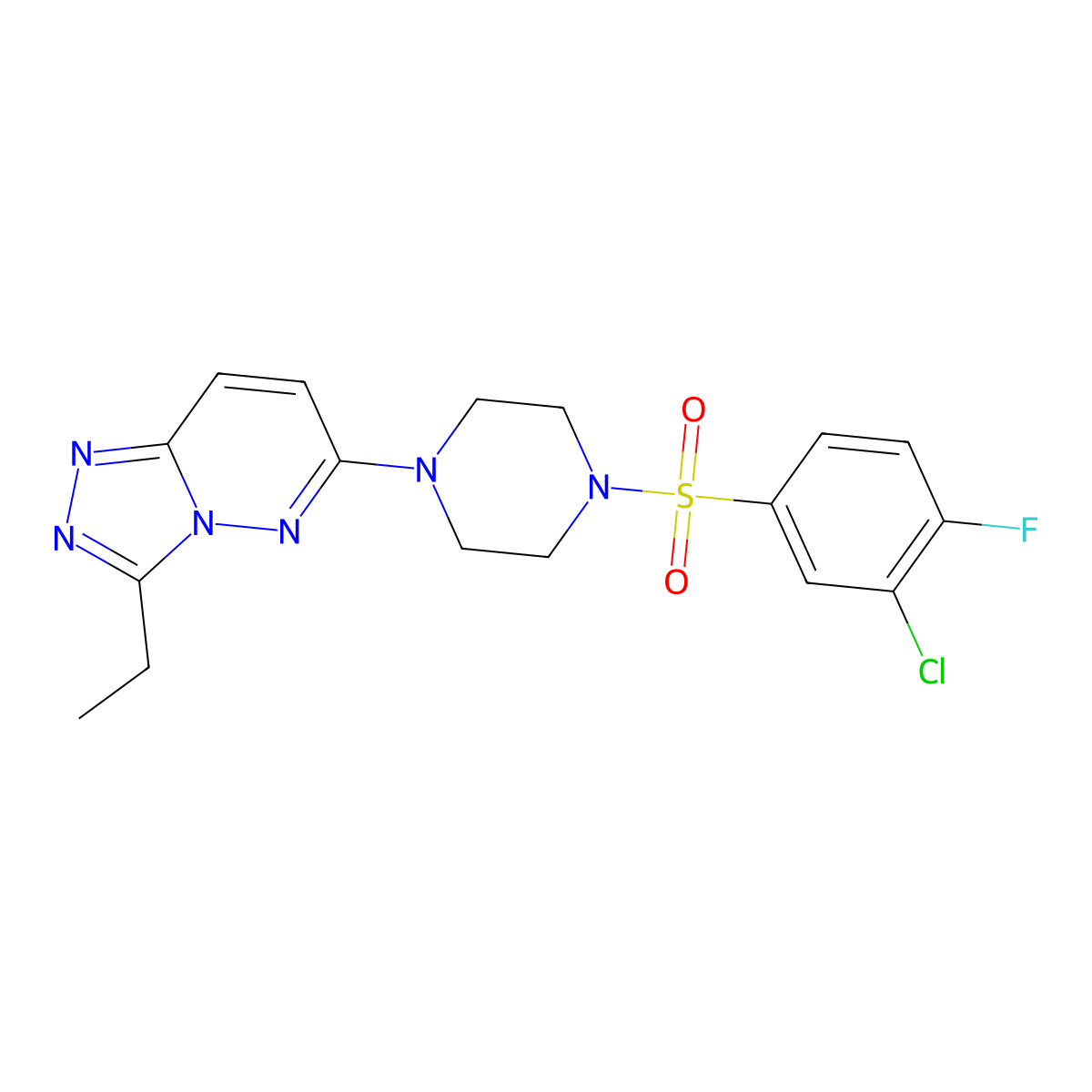 1-(3-Chloro-4-fluorobenzenesulfonyl)-4-{3-ethyl-[1,2,4]triazolo[4,3-b]pyridazin-6-yl}piperazine molecular structure, CAS 1060307-73-4